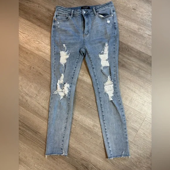 Judy Blue 13 31 Skinny jeans distressed academia goth womens stretch Moto Grunge - Picture 3 of 8